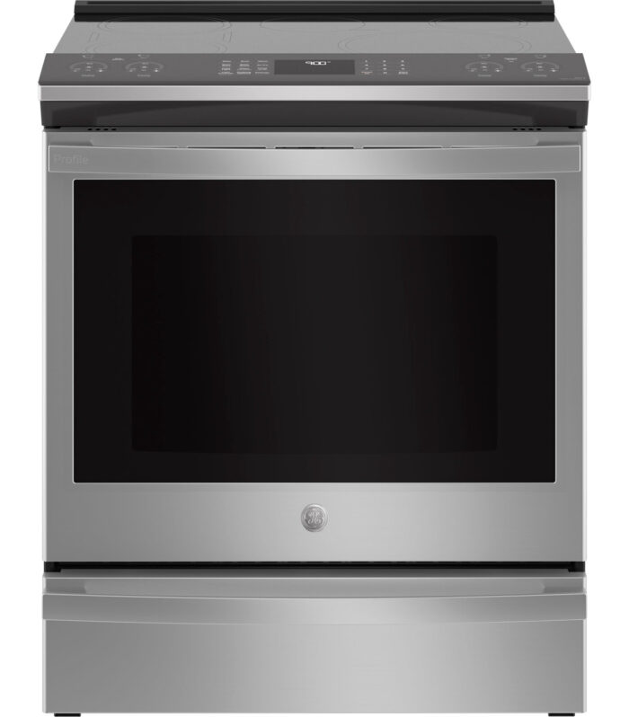 GE 30" Smart Slide-In Fingerprint Resistant Front-Control Induction and Convection Range