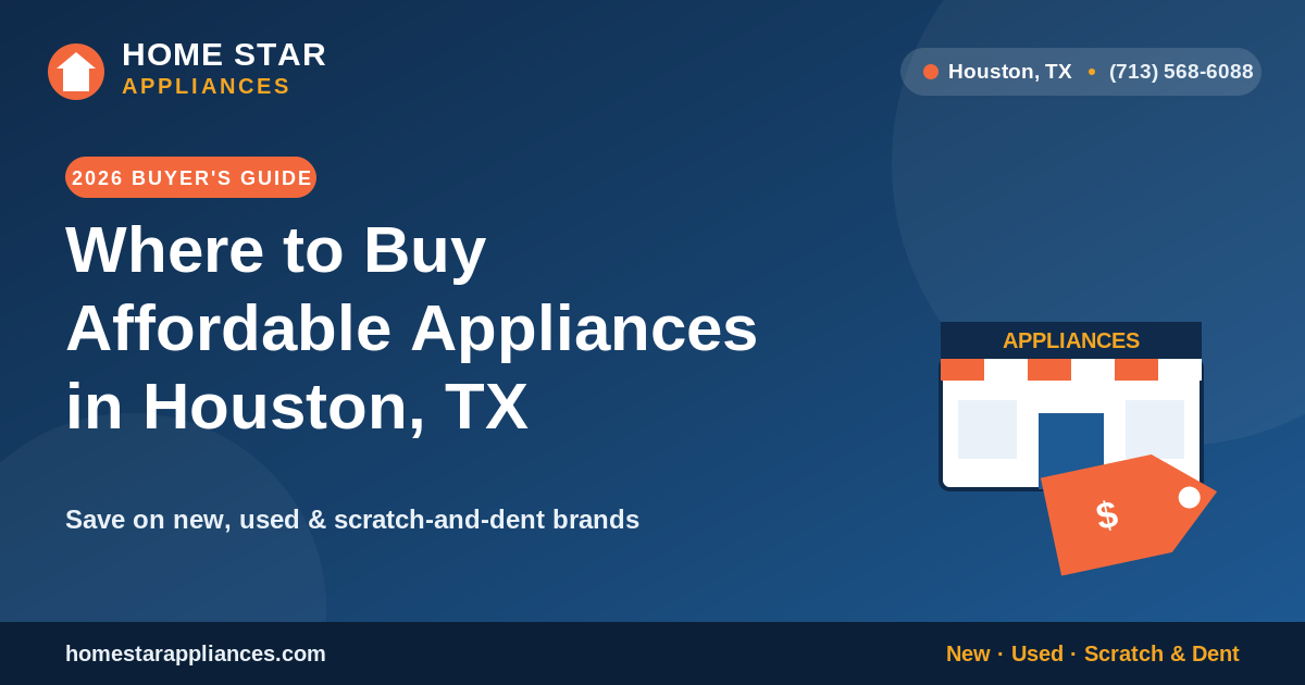 Where to buy affordable appliances in Houston, TX - Home Star Appliances storefront graphic
