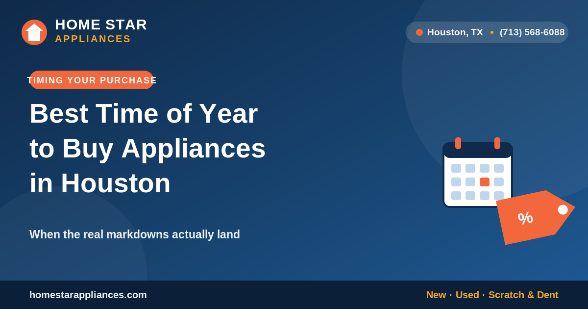 Best time of year to buy appliances in Houston - seasonal deals calendar