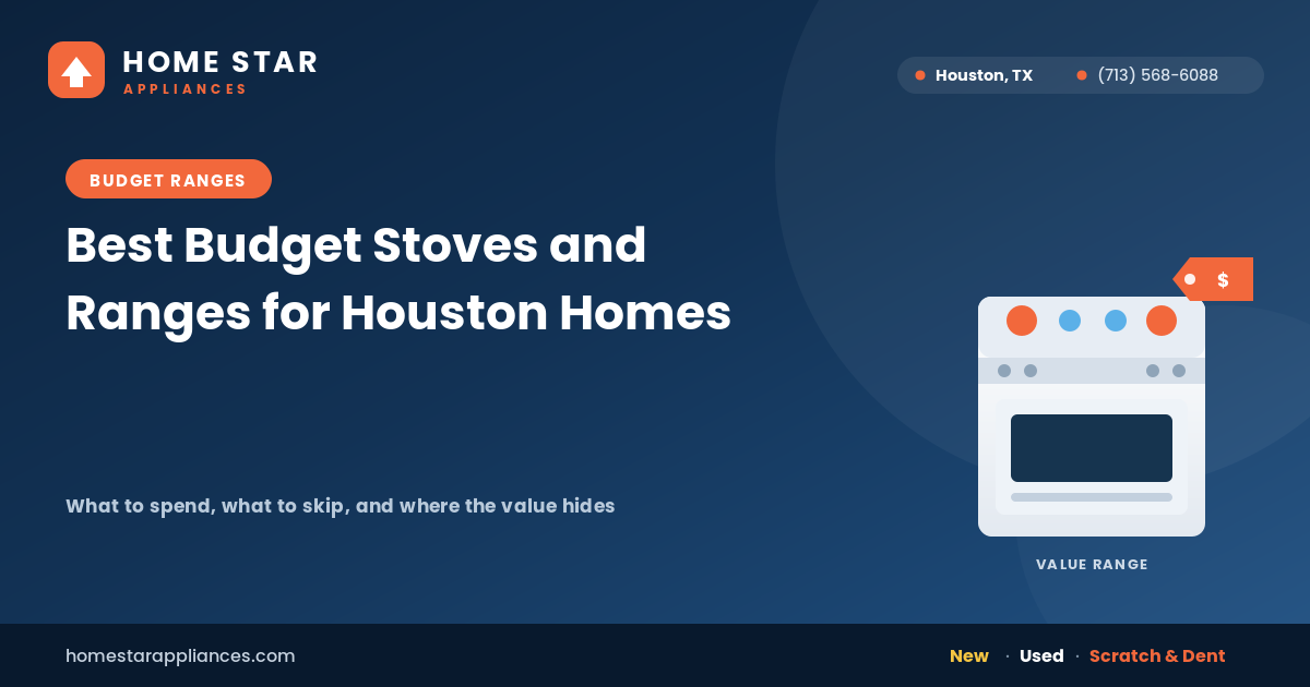Affordable freestanding range in a Houston kitchen with a price tag