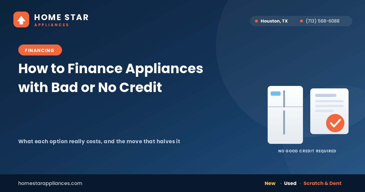 Person reviewing appliance financing options at a kitchen table