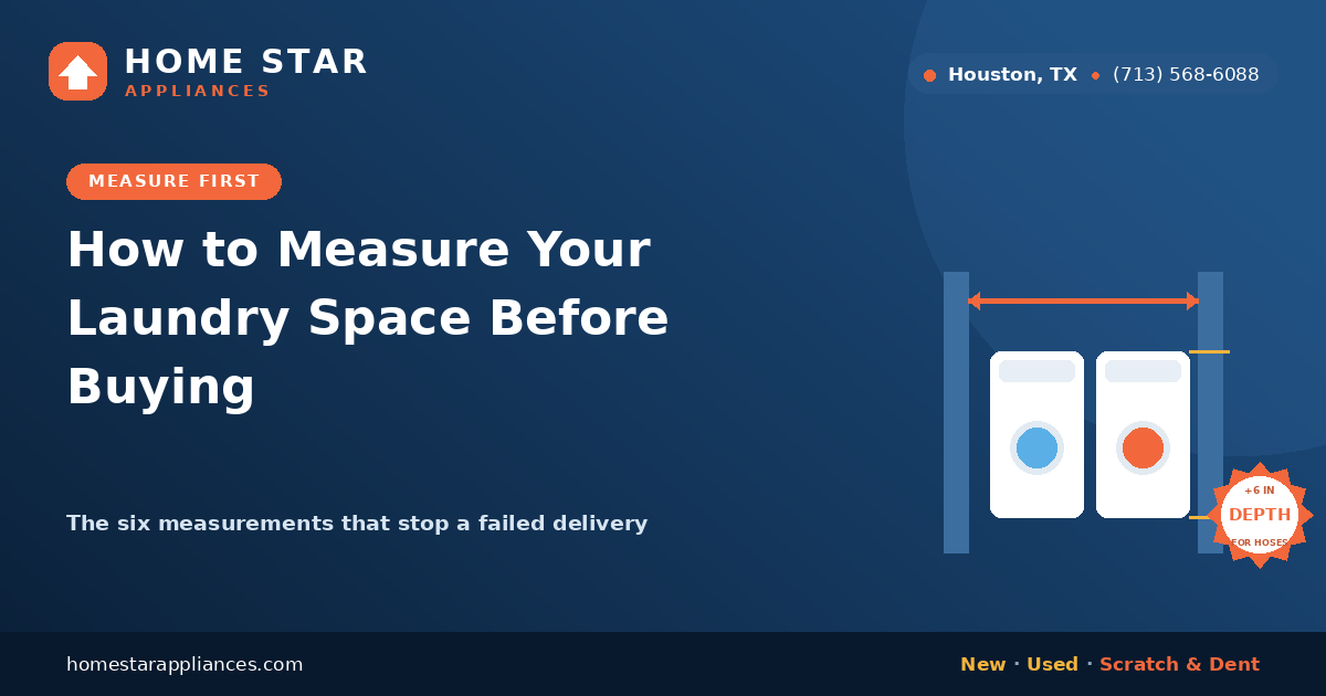 Measuring the width and depth of a laundry closet before buying