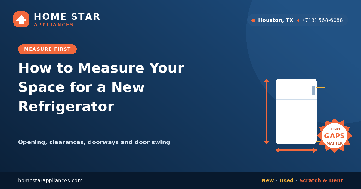 Measuring the opening, clearances and door swing for a new refrigerator
