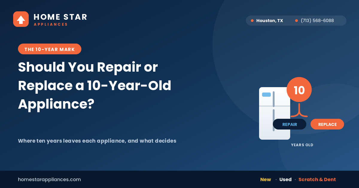 Homeowner deciding whether to repair or replace an aging appliance
