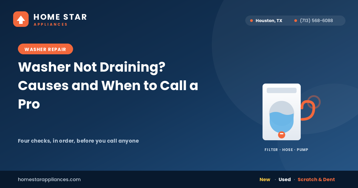 Washing machine with standing water that will not drain