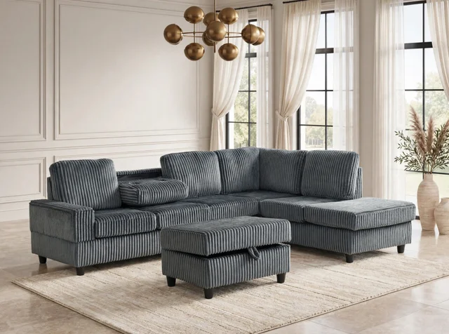 50Heights Reversible Sectional + Ottoman — New Arrival