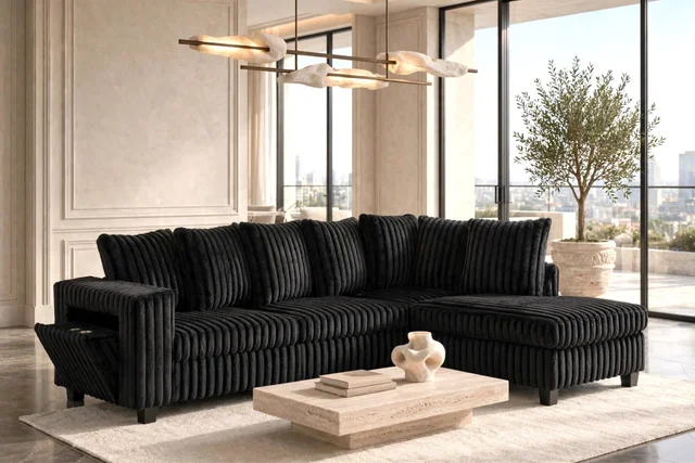 515 Black Reversible Sectional
