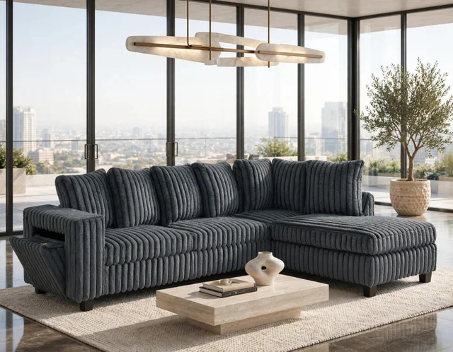 516 Charcoal Reversible Sectional