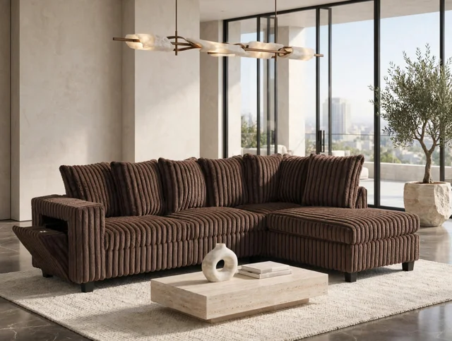 517 Chocolate Reversible Sectional — New Arrival