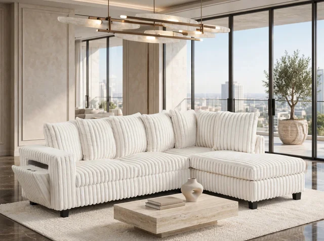 518 Beige Reversible Sectional