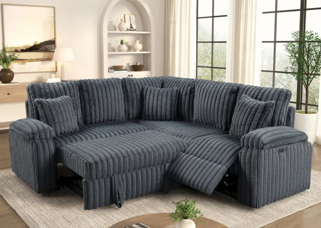 AMIRI Charcoal Power Sectional with Pull-Out Bed — New Arrival