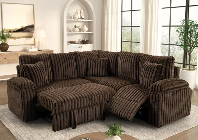 AMIRI Chocolate Power Sectional with Pull-Out Bed — New Arrival