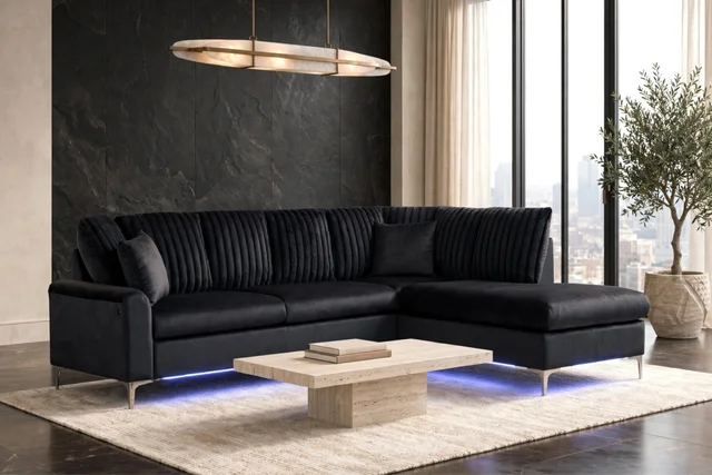 Candy Charcoal – Sectional with LED Lights