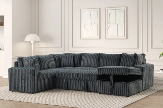 Forever Charcoal Sectional with Pull-Out Bed