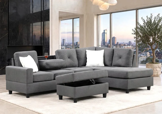Rocket Charcoal – Reversible Sectional