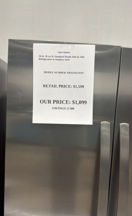 Frigidaire 36 in. 26 cu. ft. Standard-Depth Side-by-Side Refrigerator, Stainless