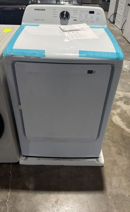 Samsung 7.2 cu. ft. Electric Dryer (white) + a dark-grey Samsung dryer