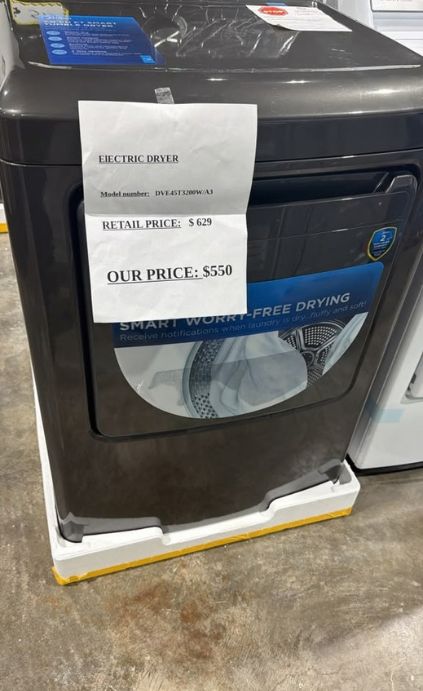 Samsung 7.2 cu. ft. Electric Dryer (white) + a dark-grey Samsung dryer
