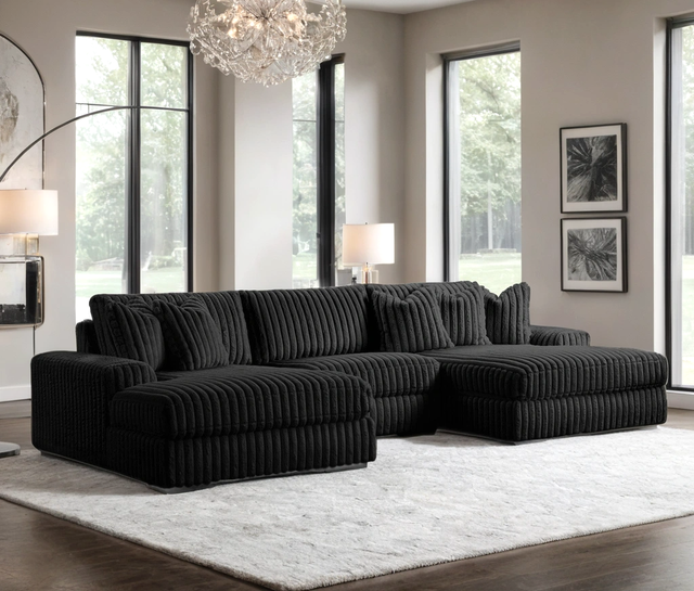 XL Sunday2 Black 3PC Sectional